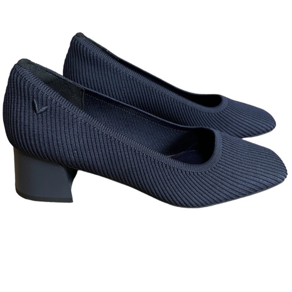 VIVAIA Melody Square Toe Chunky Heels navy blue size EU 36.5 us 6 - Picture 2 of 10